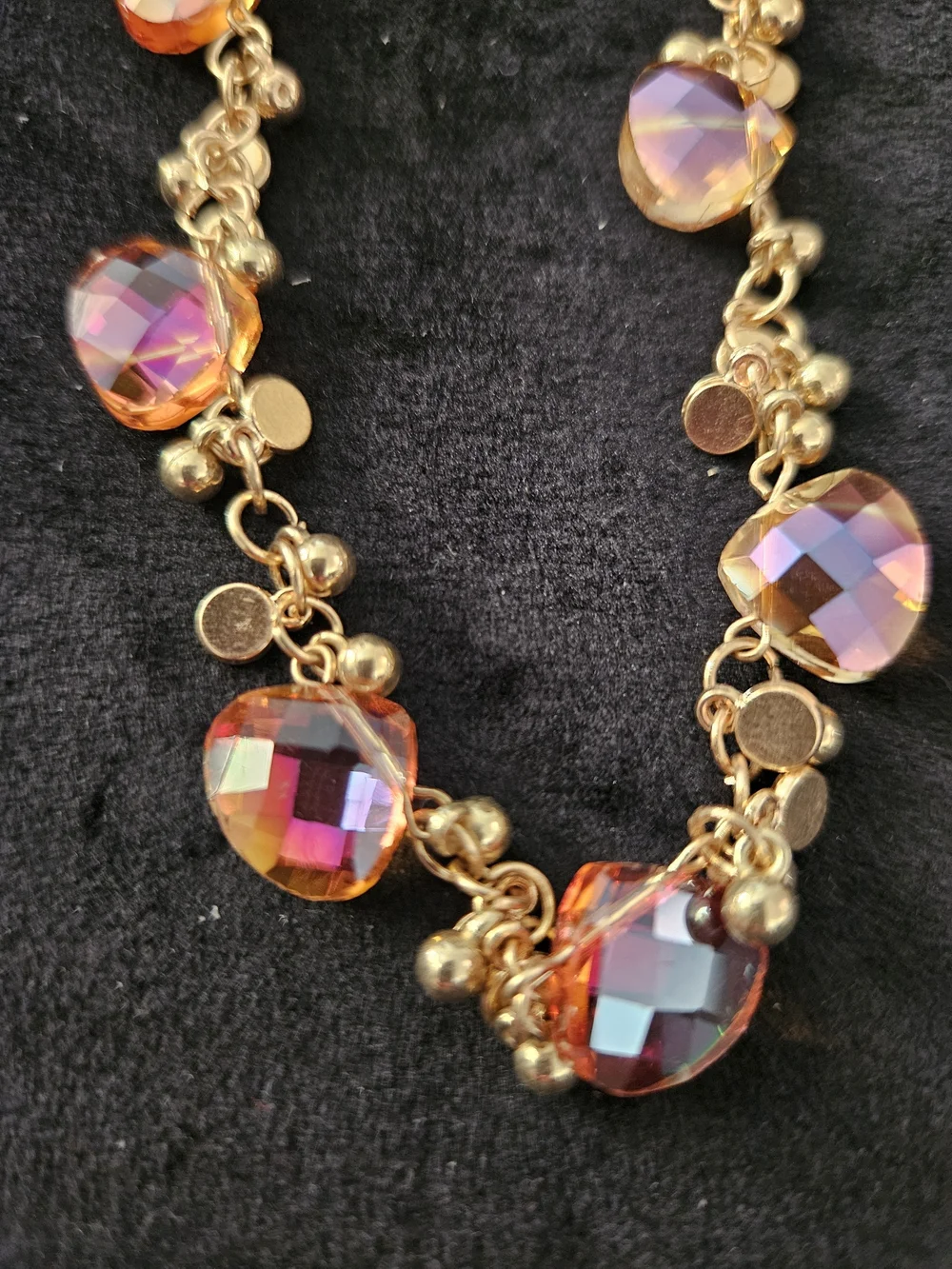 paparazzi Gold-Tone Necklace & Earring Set with Iridescent Pink Gems